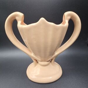 Vintage Camark Pottery Art Deco Trophy Vase Double Handled Pink 1930s-40s